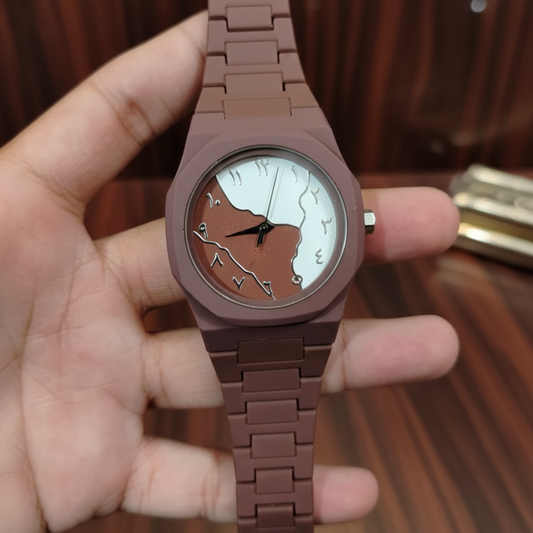 Brown And White Aura Watch Durable Build